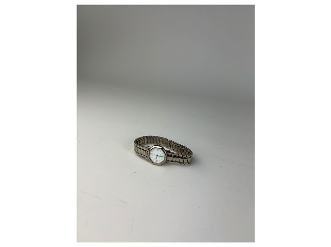 Vintage Givenchy Armbanduhr aus Edelstahl Silber Weiß - Ansicht 8