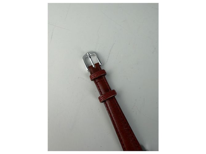 Vintage Courreges Armbanduhr mit Lederarmband Rot Grau Silber - Ansicht 7