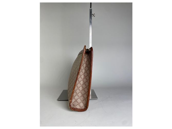 Céline Clutch Vintage Celine in Tela Beige Marrone - vista 4
