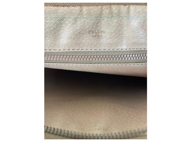Céline Clutch Vintage Celine in Tela Beige Marrone - vista 5