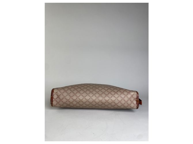 Céline Clutch Vintage Celine in Tela Beige Marrone - vista 8