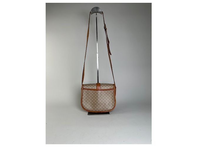 Céline Borsa a Spalla Vintage Celine Macadam Canvas Beige Marrone Oro - vista 2