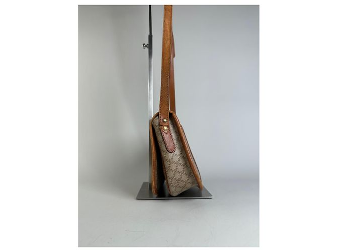 Céline Borsa a Spalla Vintage Celine Macadam Canvas Beige Marrone Oro - vista 5