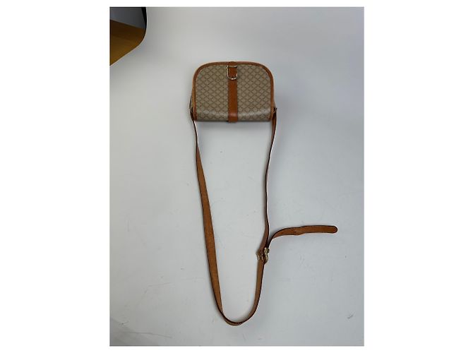 Céline Borsa a Spalla Vintage Celine Macadam Canvas Beige Marrone Oro - vista 8