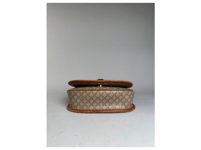 Céline Borsa a Spalla Vintage Celine Macadam Canvas Beige Marrone Oro - vista 9