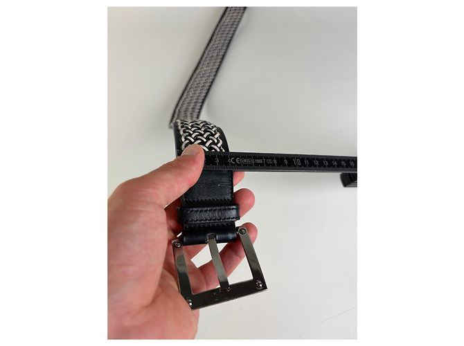 Vintage Loewe Leder Webtextil Gürtel Schwarz Silber - Ansicht 11