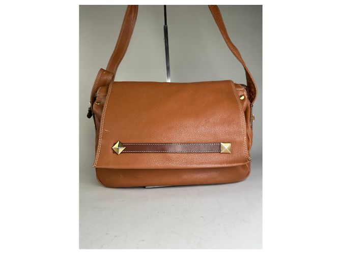 Vintage Givenchy Schultertasche aus Leder mit Nieten Braun Gold - Ansicht 14