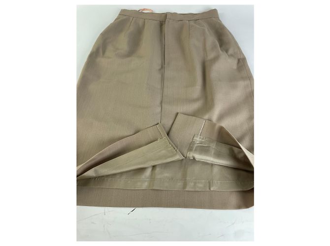 Chloé Gonna vintage Chloe in misto seta beige L - vista 10