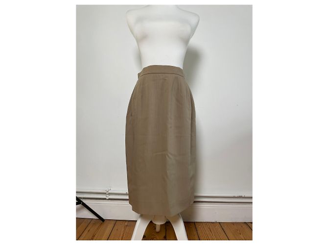 Chloé Gonna vintage Chloe in misto seta beige L - vista 12