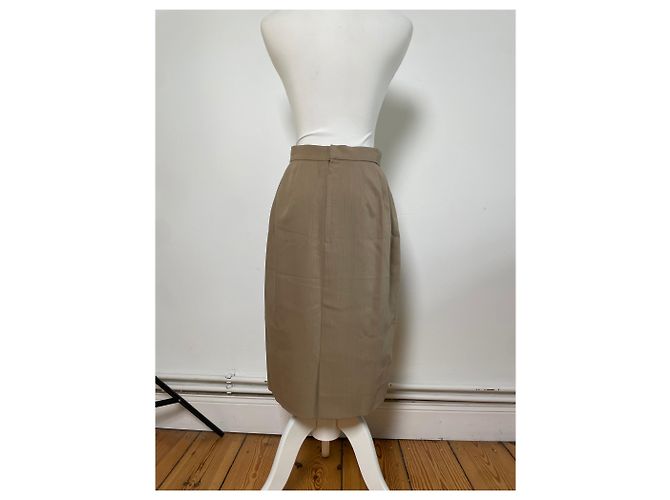 Chloé Gonna vintage Chloe in misto seta beige L - vista 13