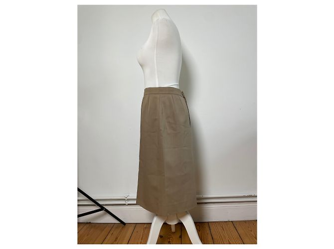 Chloé Gonna vintage Chloe in misto seta beige L - vista 2