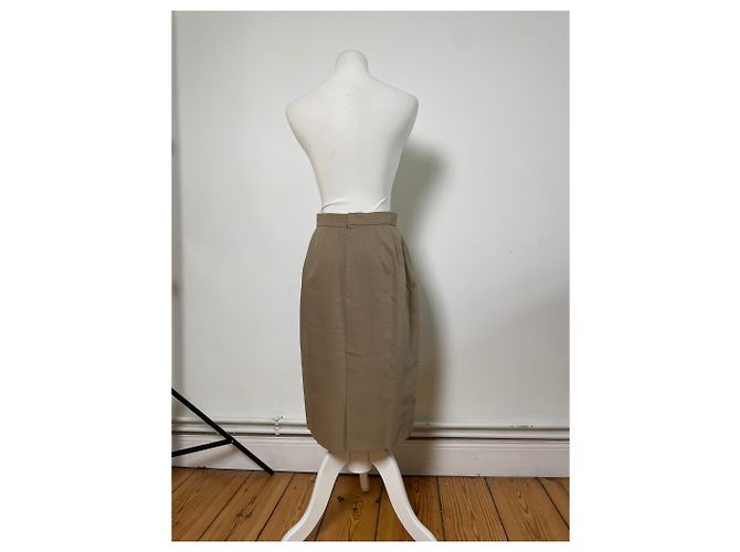 Chloé Gonna vintage Chloe in misto seta beige L - vista 3