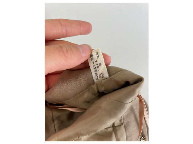 Chloé Gonna vintage Chloe in misto seta beige L - vista 7