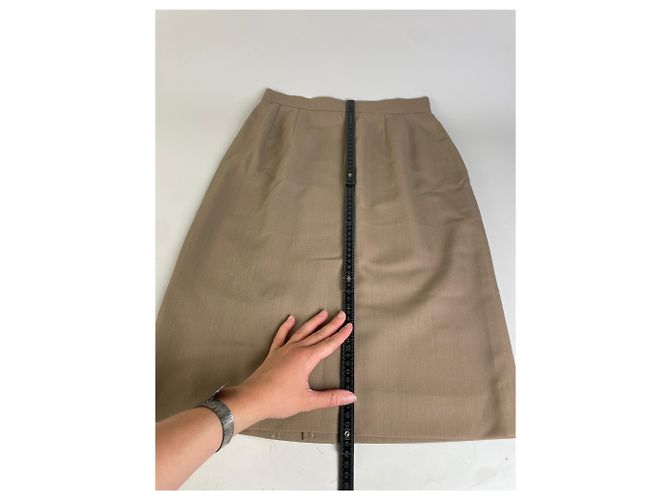 Chloé Gonna vintage Chloe in misto seta beige L - vista 8