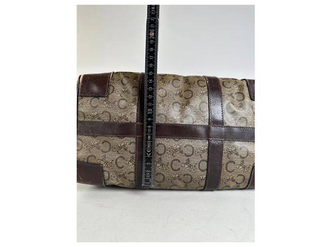 Céline Vintage Celine C Monogram Canvas Tote Beige Braun Gold Anthrazitgrau - Ansicht 10