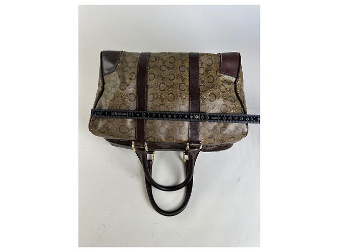 Céline Vintage Celine C Monogram Canvas Tote Beige Braun Gold Anthrazitgrau - Ansicht 11