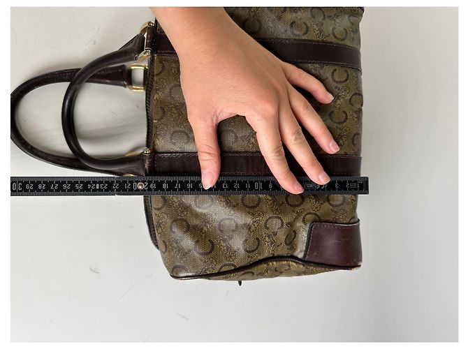 Céline Vintage Celine C Monogram Canvas Tote Beige Braun Gold Anthrazitgrau - Ansicht 12