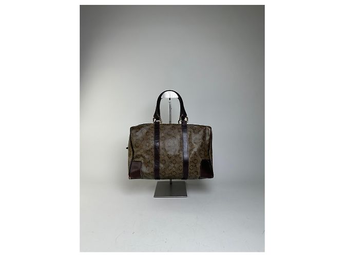 Céline Vintage Celine C Monogram Canvas Tote Beige Braun Gold Anthrazitgrau - Ansicht 15