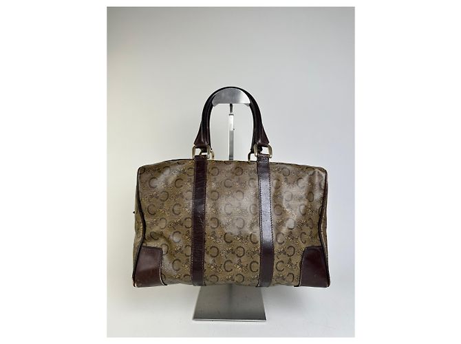 Céline Vintage Celine C Monogram Canvas Tote Beige Braun Gold Anthrazitgrau - Ansicht 2