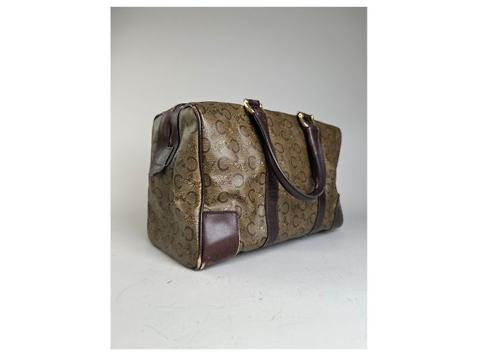 Céline Vintage Celine C Monogram Canvas Tote Beige Braun Gold Anthrazitgrau - Ansicht 8