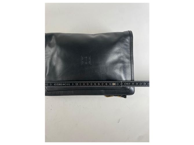 Clutch Vintage Givenchy in pelle liscia nera e oro Nero - vista 10
