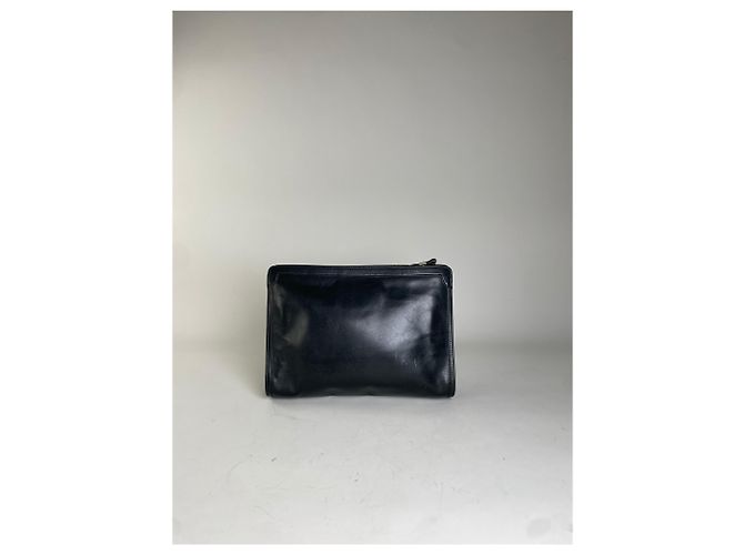Clutch Vintage Givenchy in pelle liscia nera e oro Nero - vista 13