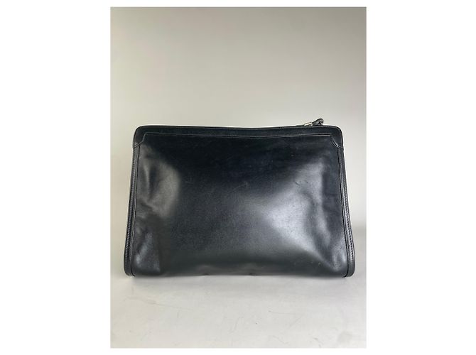Clutch Vintage Givenchy in pelle liscia nera e oro Nero - vista 2