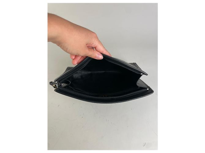 Clutch Vintage Givenchy in pelle liscia nera e oro Nero - vista 3