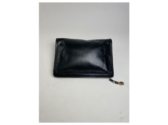 Clutch Vintage Givenchy in pelle liscia nera e oro Nero - vista 7