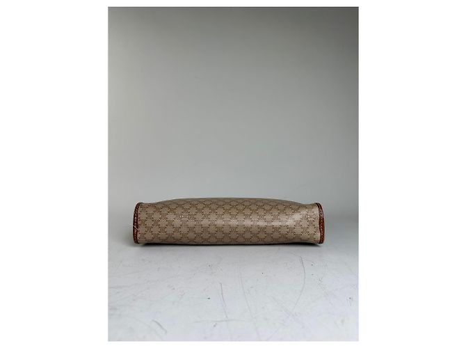 Céline Clutch Vintage Celine Monogram Canvas Beige Tan Oro - vista 8