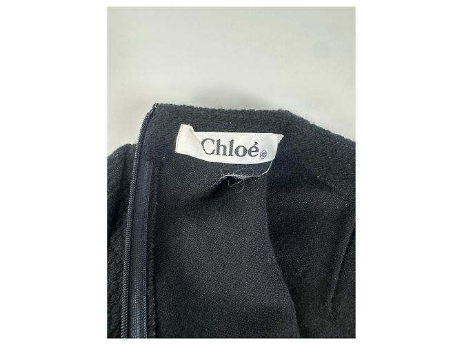 Chloé Vintage Chloe Wollmischung Langarmkleid Schwarz L - Ansicht 6