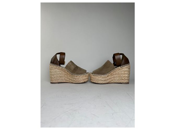 Chloé Sandali con zeppa in scamosciato vintage Chloe Beige Marrone EU35 - vista 4