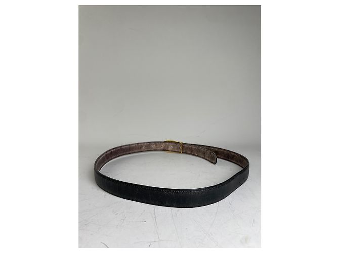 Vintage Gucci Interlocking G Ledergürtel Schwarz Gold - Ansicht 2