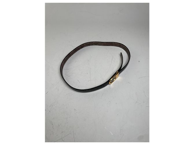 Vintage Gucci Interlocking G Ledergürtel Schwarz Gold - Ansicht 8