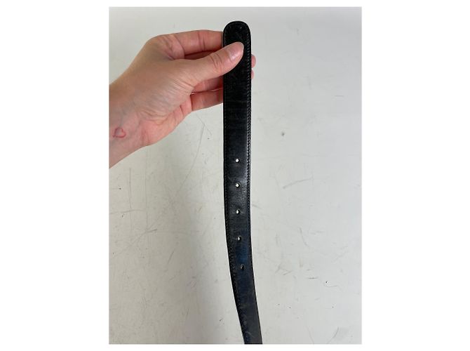 Vintage Gucci Interlocking G Ledergürtel Schwarz Gold - Ansicht 9