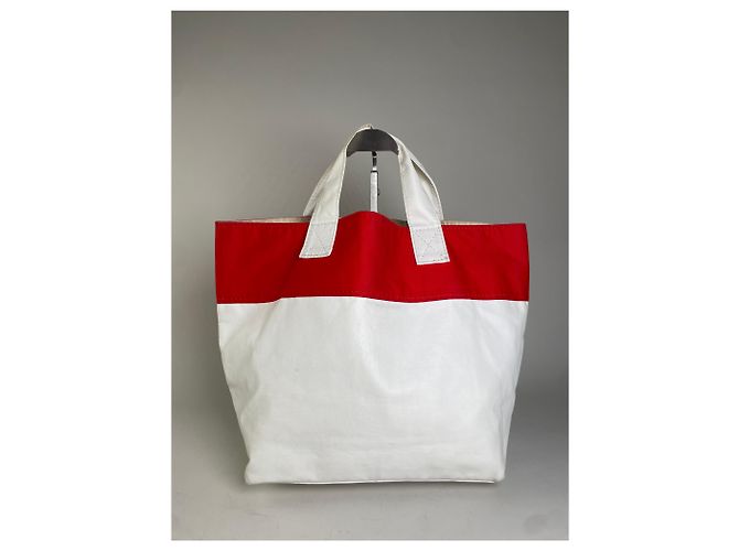 Comme Des Garcons Vintage Comme des Garçons Synthetik Tote Bag Rot Weiß - Ansicht 11
