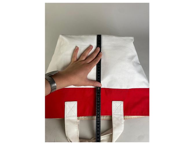Comme Des Garcons Vintage Comme des Garçons Synthetik Tote Bag Rot Weiß - Ansicht 13