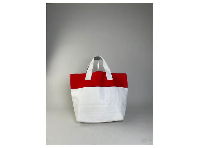 Comme Des Garcons Vintage Comme des Garçons Synthetik Tote Bag Rot Weiß - Ansicht 14