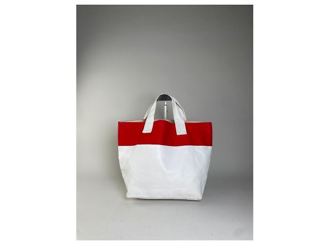 Comme Des Garcons Vintage Comme des Garçons Synthetik Tote Bag Rot Weiß - Ansicht 2