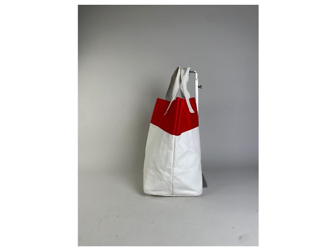 Comme Des Garcons Vintage Comme des Garçons Synthetik Tote Bag Rot Weiß - Ansicht 4