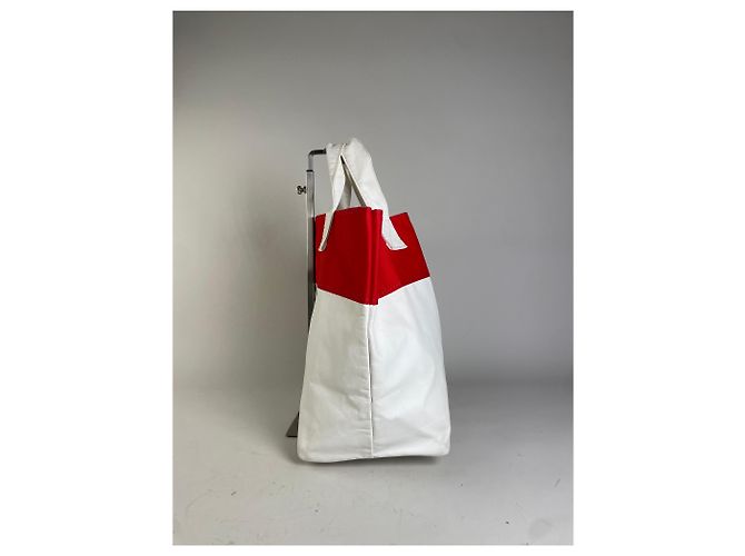 Comme Des Garcons Vintage Comme des Garçons Synthetik Tote Bag Rot Weiß - Ansicht 6