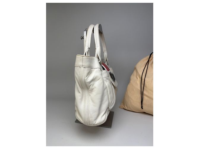 Vintage Loewe Zweifarbiger Lederhandtasche Weiß Rot Silber - Ansicht 6