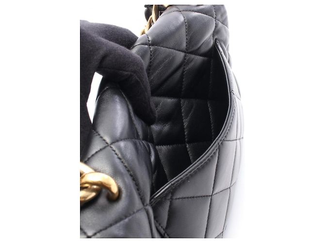 Borsa a tracolla Chanel Matelassé in pelle di agnello nera Nero - vista 6