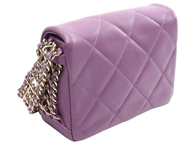 Borsa a Spalla Chanel Matelassé Small Flap Porpora - vista 2