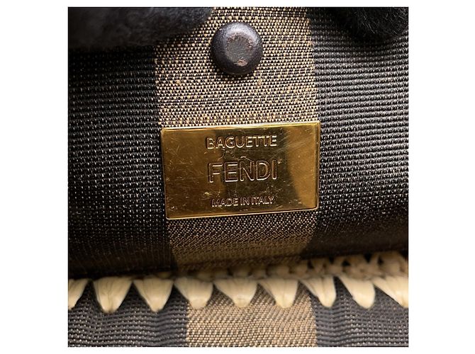 Fendi Mamma Bucket Handtasche aus Raphia-Canvas Braun - Ansicht 17