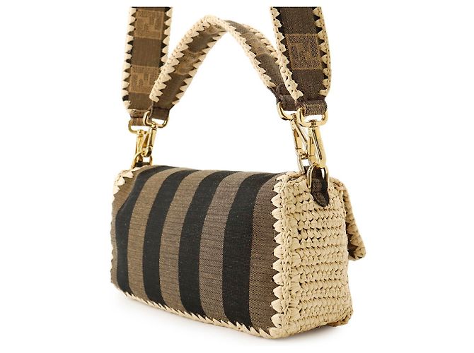 Fendi Mamma Bucket Handtasche aus Raphia-Canvas Braun - Ansicht 2