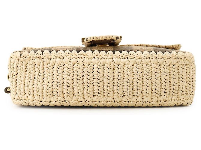 Fendi Mamma Bucket Handtasche aus Raphia-Canvas Braun - Ansicht 3