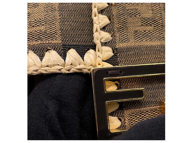 Fendi Mamma Bucket Handtasche aus Raphia-Canvas Braun - Ansicht 9