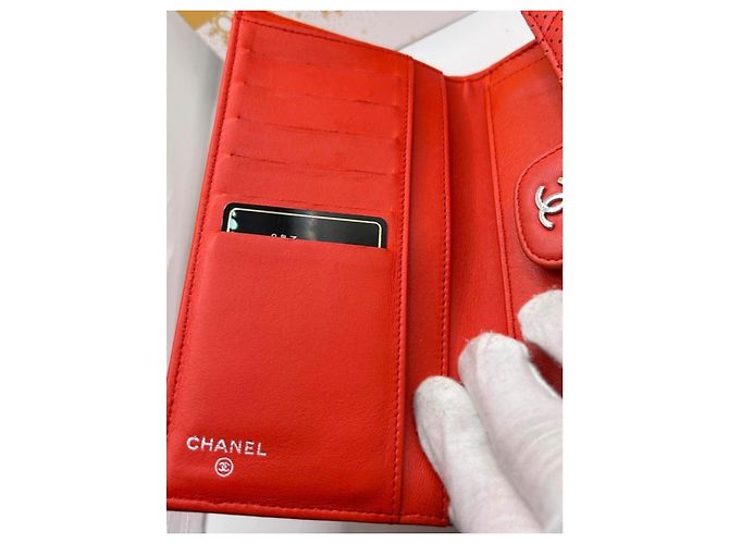 Wallet On Chain Chanel Rouge Gesteppte Ledergeldbörse Rot - Ansicht 11