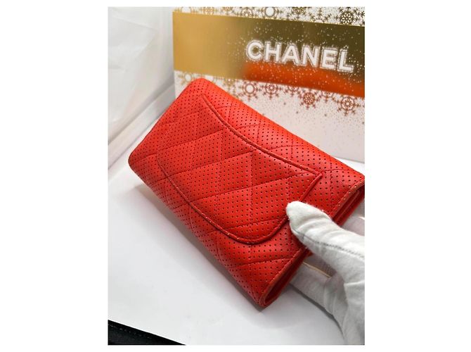 Wallet On Chain Chanel Rouge Gesteppte Ledergeldbörse Rot - Ansicht 13